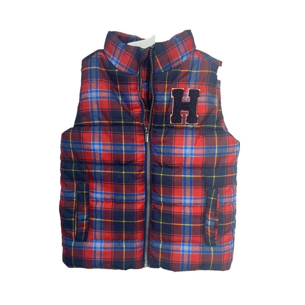 Tommy Hilfiger Colorful Plaid Full Zip Varsity Puffer Vest Size 24 Months